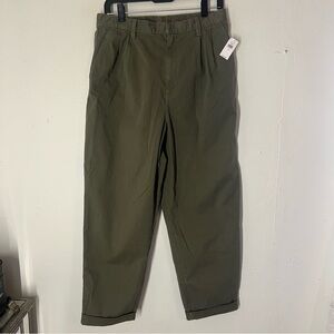 GAP High Rise Pleated Green Elastic Waistband Pants Size 12 Women